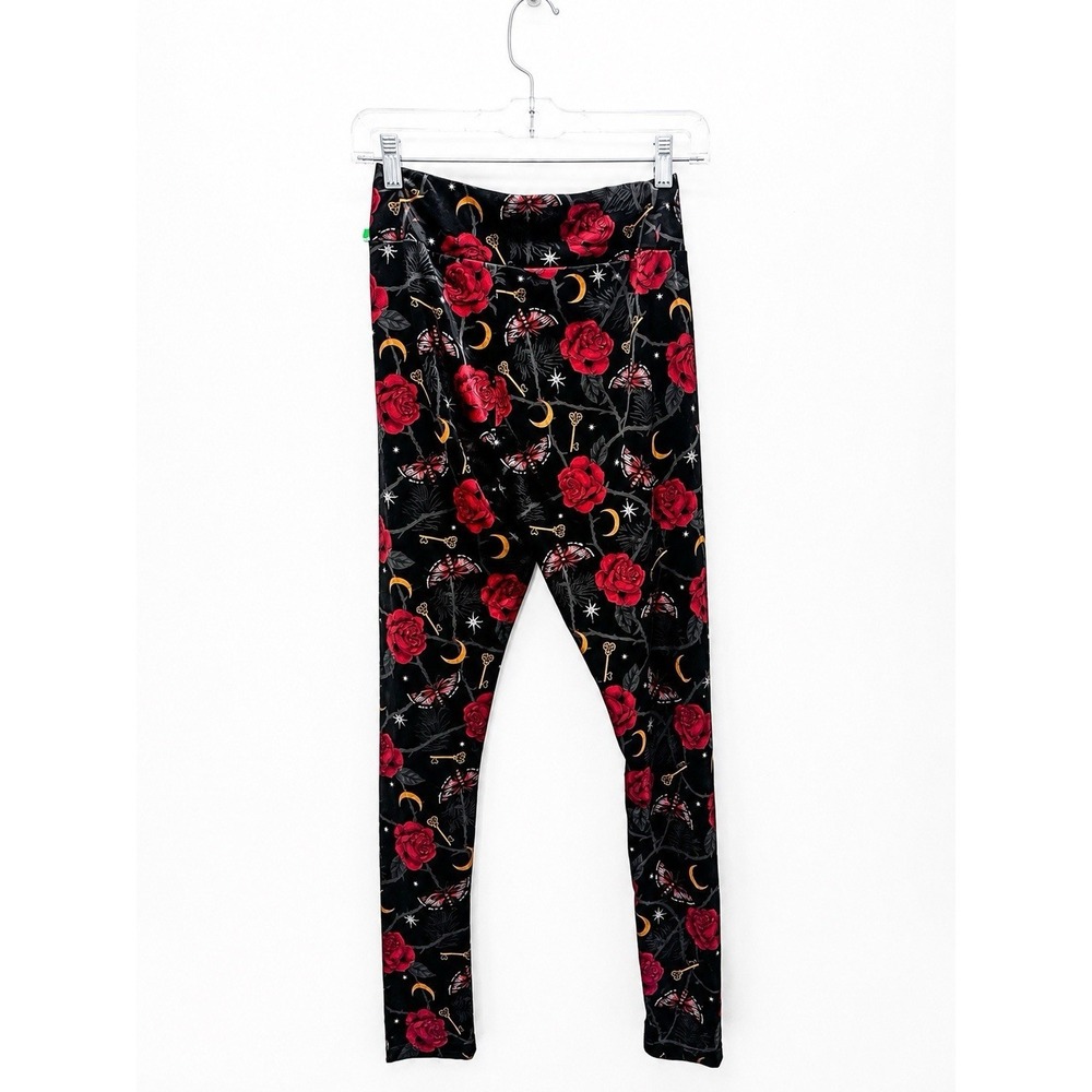 KILLSTAR Leggings - Ora Gothic Okkult Mond Motte Rose Punk Size XS Velvet Witch